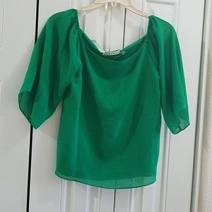 NWOT Alice + Olivia Square Neck Peasant Top